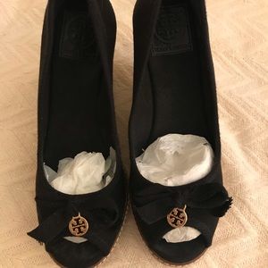 Tory Burch peep toe espadrille wedges